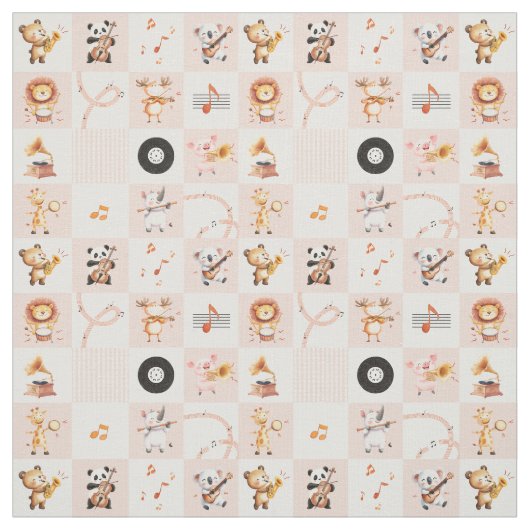  animals playing music singing songs stoff (Muster)