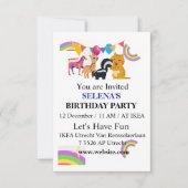 Animals & Rainbows Birthday Party Invitation Dankeskarte (Vorderseite)