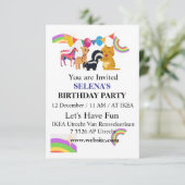 Animals & Rainbows Birthday Party Invitation Dankeskarte (Stehend Vorderseite)