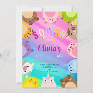 Animals Squish Girl Birthday party Einladung
