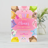 Animals Squish Girl Birthday party Einladung (Stehend Vorderseite)