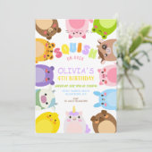 Animals Squish On Over rainbow  Birthday party Einladung (Stehend Vorderseite)