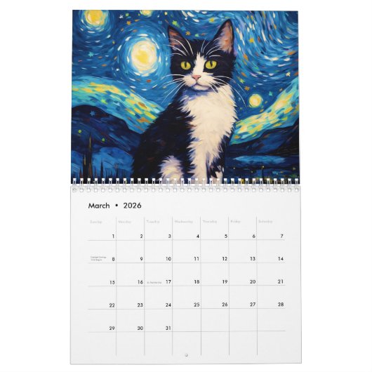 Animals Starry Night 2026 Kalender (Mär 2026)