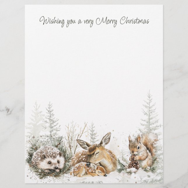 Animals Winter Forest Christmas  Briefbogen (Vorderseite)