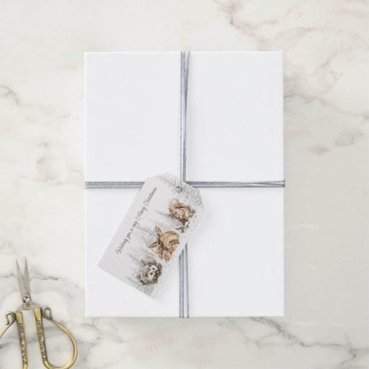 Animals Winter Forest Christmas Geschenkanhänger (Mit Garn)