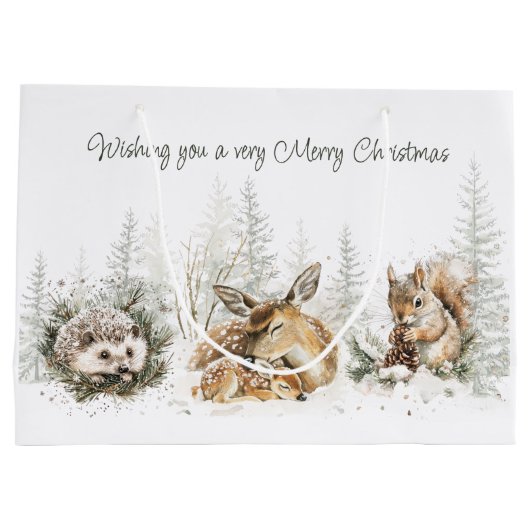 Animals Winter Forest Christmas Große Geschenktüte (Rückseite)
