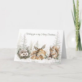 Animals Winter Forest Christmas Holiday Card Feiertagskarte