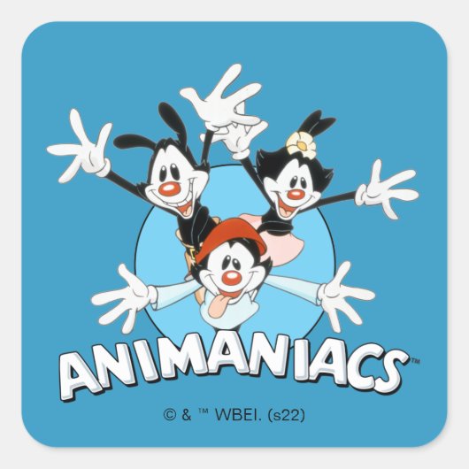 Animaniacs | Warner Siblings Arms Wide Graphic Quadratischer Aufkleber (Vorderseite)