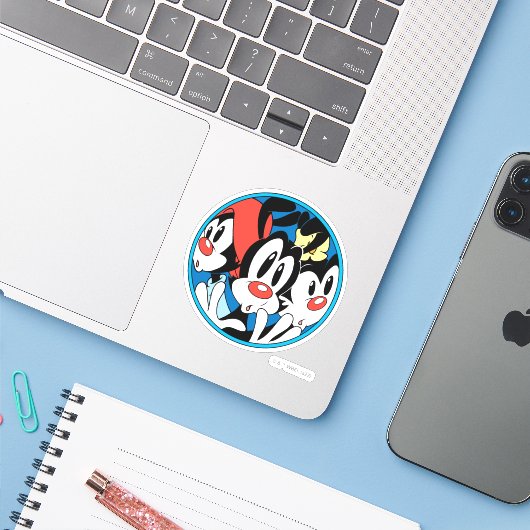 Animaniacs | Warner Siblings Circle Graphic Aufkleber (Laptop mit iPhone)