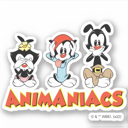 Animaniacs | Warner Siblings "No Evil" Grafik Aufkleber (Vorderseite)