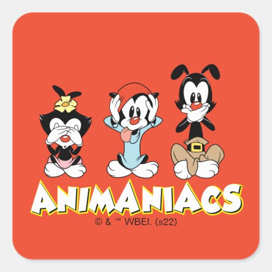 Animaniacs | Warner Siblings "No Evil" Graphic Quadratischer Aufkleber (Vorderseite)