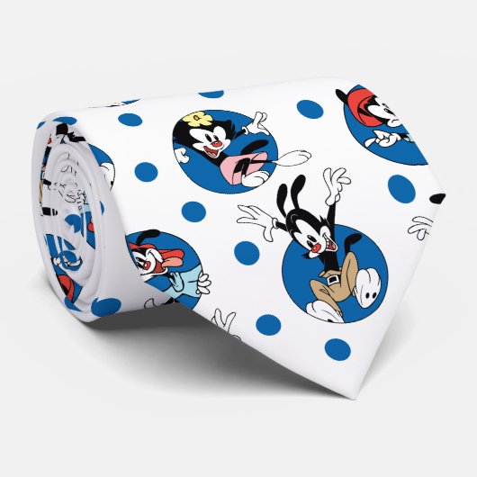Animaniacs | Yakko, Wakko & Dot Circle Pattern Krawatte (Gerollt)