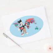 Animaniacs | Yakkos Weltkarte Grafik Ovaler Aufkleber (Umschlag)