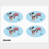 Animaniacs | Yakkos Weltkarte Grafik Ovaler Aufkleber (Blatt)