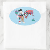 Animaniacs | Yakkos Weltkarte Grafik Ovaler Aufkleber (Tasche)
