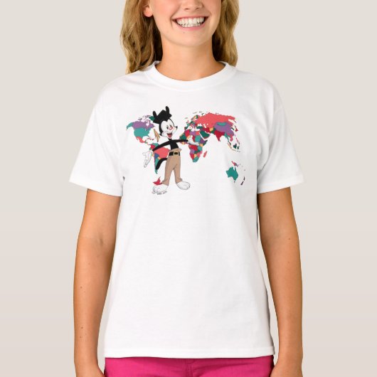 Animaniacs | Yakkos Weltkarte Grafik T-Shirt (Vorderseite)