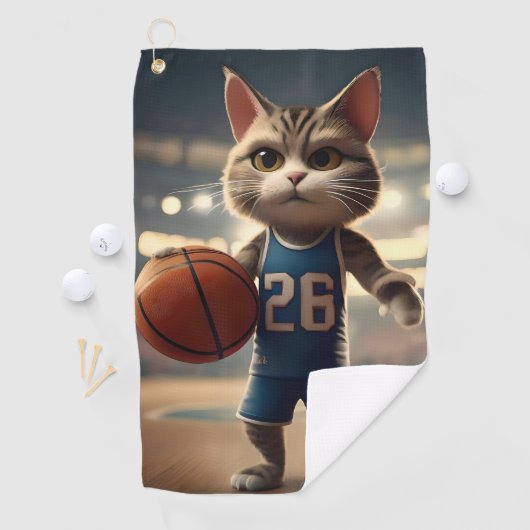 Animated Basketball Cat, Golfhandtuch (Insitu)