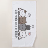 Animated Cat Beach Handtuch - Katzenbesitzer Gesch (Vorderseite)