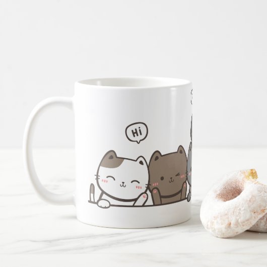Animated Cat Tasse - niedlich Katzengeschenk - Tas (Mit Donut)