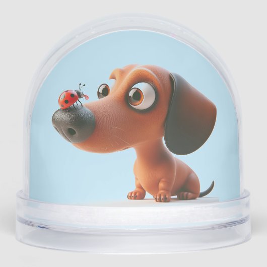ANIMATED DACKEL LADY BUG SNOW GLOBE SCHNEEKUGELN (Vorderseite)