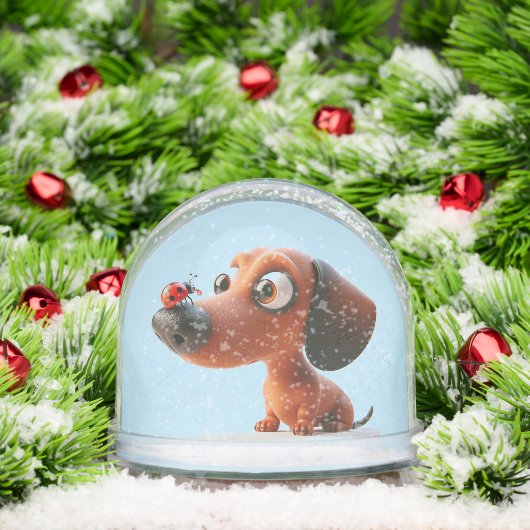 ANIMATED DACKEL LADY BUG SNOW GLOBE SCHNEEKUGELN (Weihnachten)