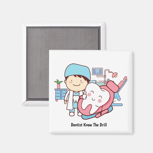Animated dentist with tooth magnet (Vorderseite/Rückseite)