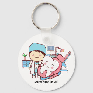 Animated dentist with tooth schlüsselanhänger