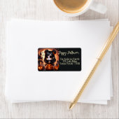 Animated Girl, Spuk House and Pumpkins Adressaufkleber (Insitu)