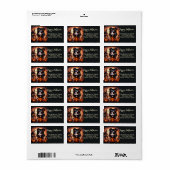 Animated Girl, Spuk House and Pumpkins Adressaufkleber (Vorne)