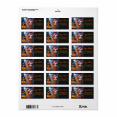 Animated Girl, Spuk House and Pumpkins Adressaufkleber (Vorne)