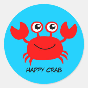 Animated Happy Crab Runder Aufkleber