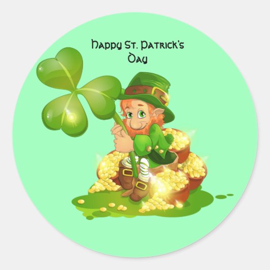 Animated Irish Leprechaun Runder Aufkleber (Vorderseite)