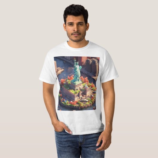 Animated Liberty Statue Nyc Manhattan T - Shirt (Vorne ganz)