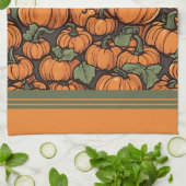 Animated Niedlich Pumpkin Minimalistischen Fall Ha Geschirrtuch (Gefaltet)