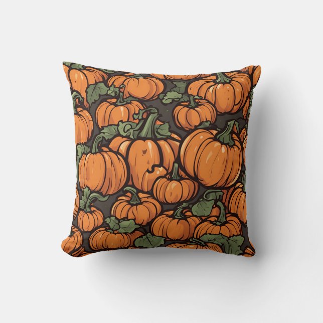 Animated Niedlich Pumpkin Minimalistischen Fall Ha Kissen (Vorderseite)