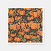 Animated Niedlich Pumpkin Minimalistischen Fall Ha Serviette (Vorderseite)