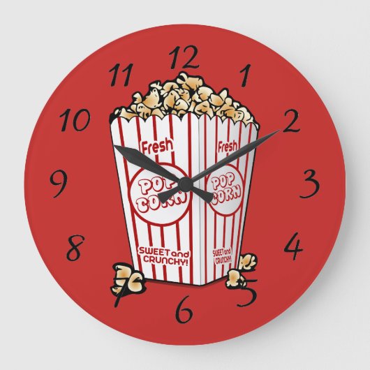 Animated Popcorn background Große Wanduhr (Vorderseite)