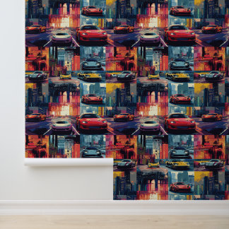 Animated Retro-Rennwagen Pop Kunst Fantasy-Welt Tapete