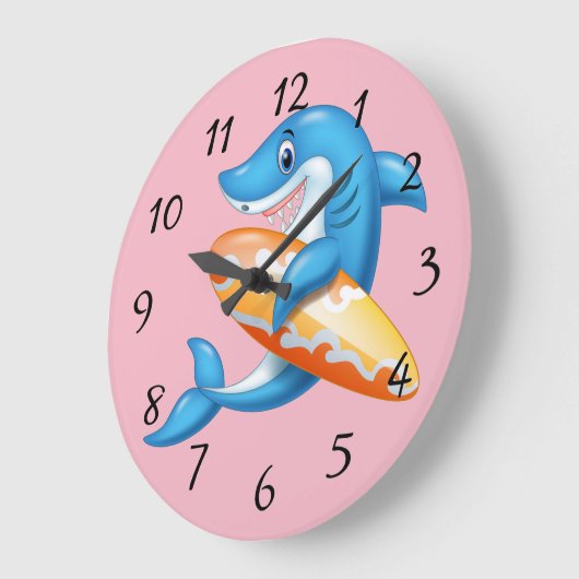 Animated Shark Surfer Große Wanduhr (Winkel)