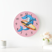 Animated Shark Surfer Große Wanduhr (Zuhause)