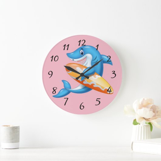 Animated Shark Surfer Große Wanduhr (Zuhause)