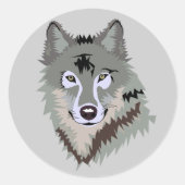 Animated Wolf Face Runder Aufkleber (Vorderseite)