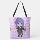 Animateurin glücklich mit Blume Tasche (Rückseite)