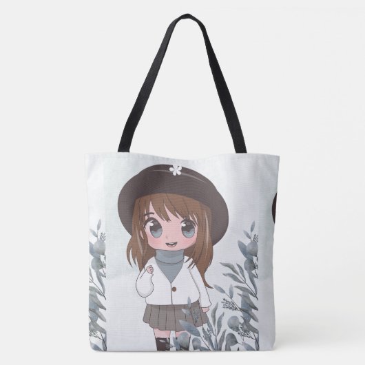 Animateurin glücklich mit Blume Tasche (Rückseite)