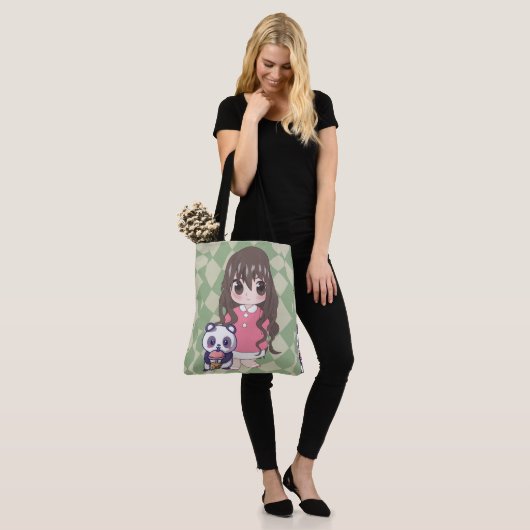 Animateurin glücklich mit Blume Tasche (Am Model)