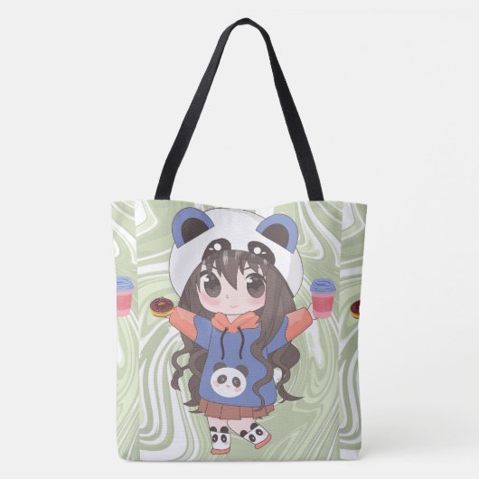 Animateurin glücklich mit Blume Tasche (Rückseite)