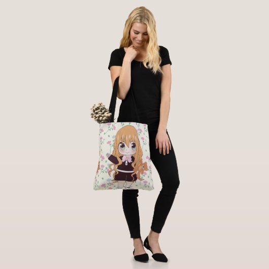 Animateurin glücklich mit Blume Tasche (Am Model)