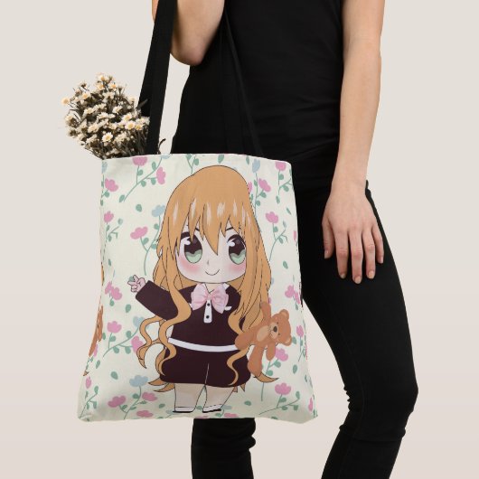 Animateurin glücklich mit Blume Tasche (Von Nahem)