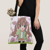 Animateurin glücklich mit Blume Tasche (Von Nahem)