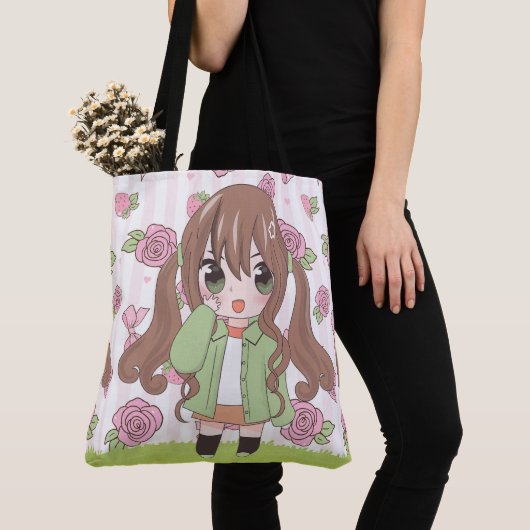 Animateurin glücklich mit Blume Tasche (Von Nahem)